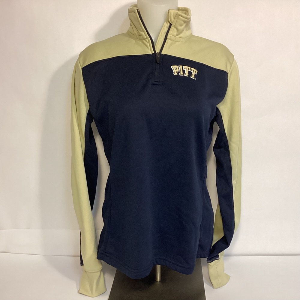 Pitt Panthers Colosseum Womens Blue and Gold 1/4 zip pullover Size Medium